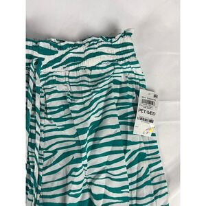 Bar III Women's Petite Medium Palazzo Pants Green White Zebra Print Wide‎ Leg